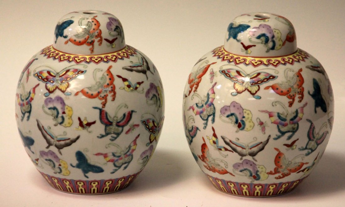 PAIR OF CHINESE PORCELAIN LAMP BASES: Provenance- Private Collection Of East Coast Collector Height- 9"