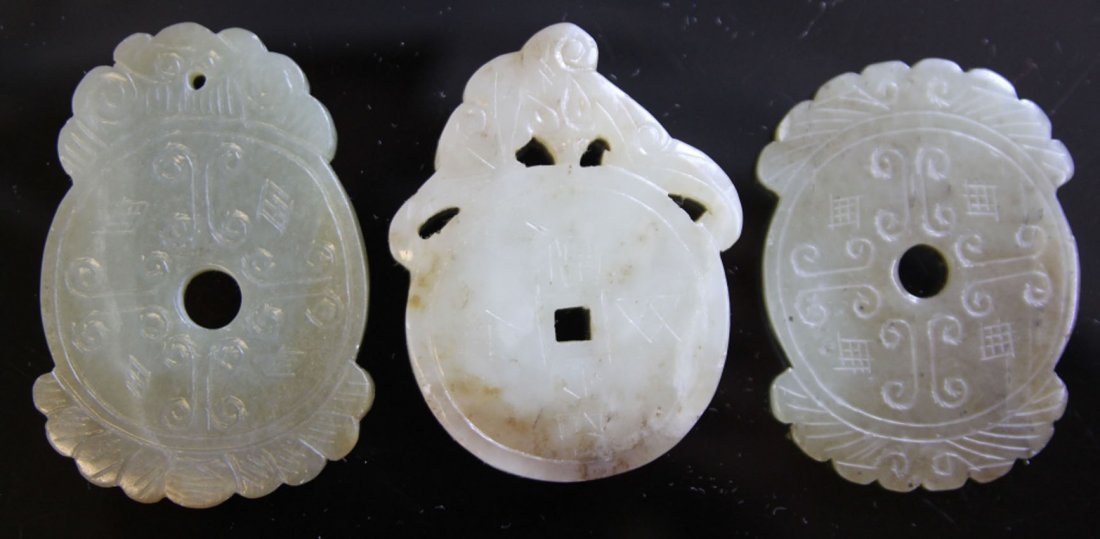 LOT OF (3) CHINESE JADE CARVINGS: 19th/early 20th century Provenance- Private Collection Of East Coast Collector Length- 2 1/4"- 2 1/2" Weight- 96.4 grams