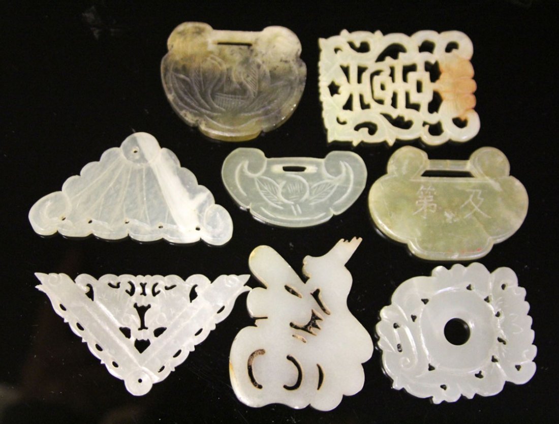 LOT OF (8) CHINESE SERPENTINE CARVINGS: Provenance- Private Collection Of East Coast Collector Length- 1 3/4"- 2 1/2" Weight- 133.5 grams