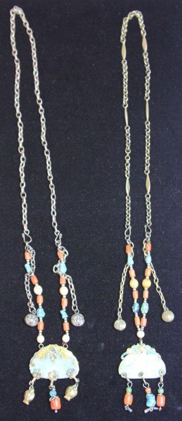 LOT OF (2) VINTAGE CHINESE JADE NECKLACES: Provenance- Private Collection Of East Coast Collector Weight- 60.2 grams