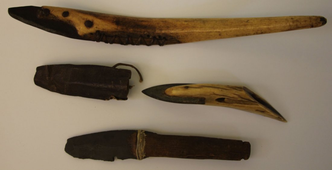 LOT OF (3) EARLY ALASKAN ESKIMO HUNTING TOOLS: 19th century Length- 6 1/4" - 11 1/2"