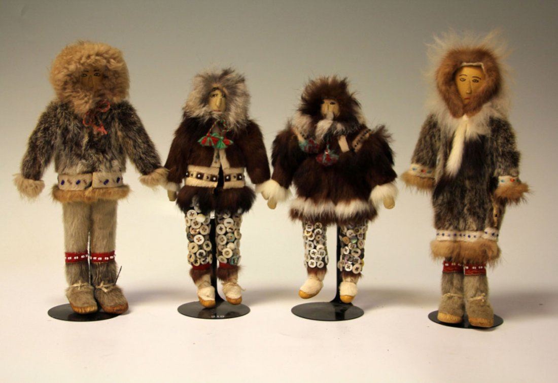 GROUP OF (4) INUIT ESKIMO DOLLS: Height- 9"- 10 1/2"
