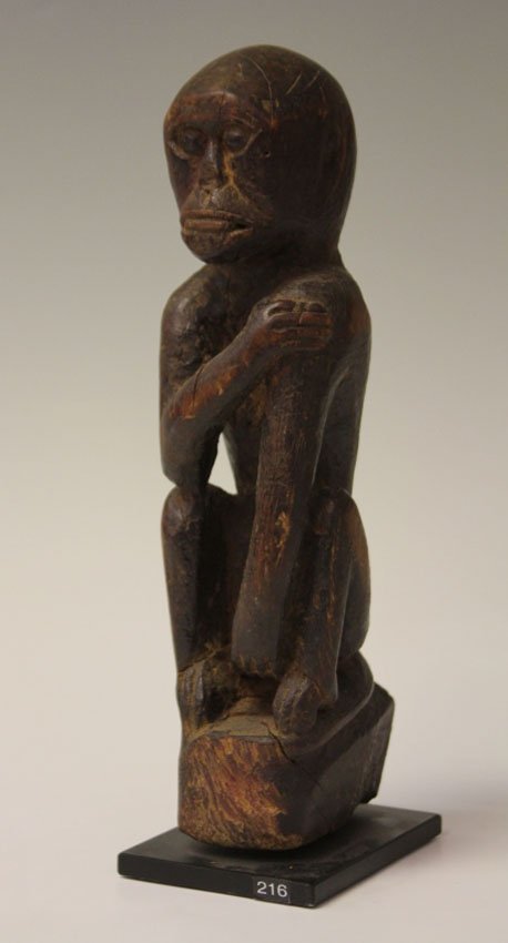NEPALESE CARVED MONKEY SCULPTURE: Overall height- 13"