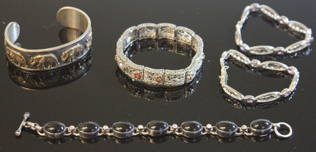 LOT OF (5) STERLING SILVER BRACELETS: Weight- 149.8 grams
