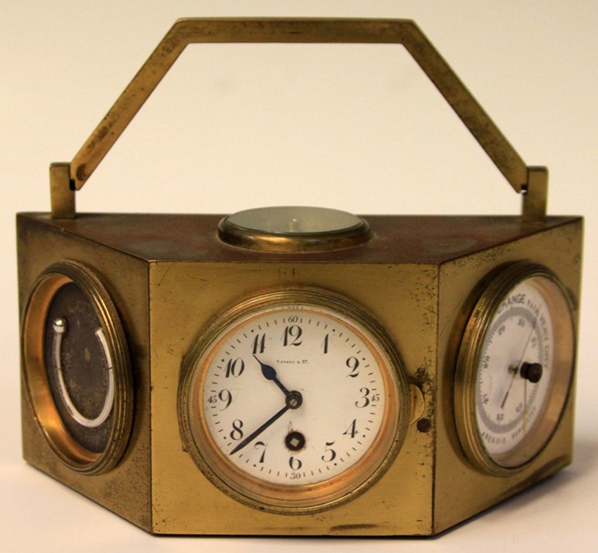 TIFFANY & CO. CLOCK AND BAROMETER: Length- 6 1/2"