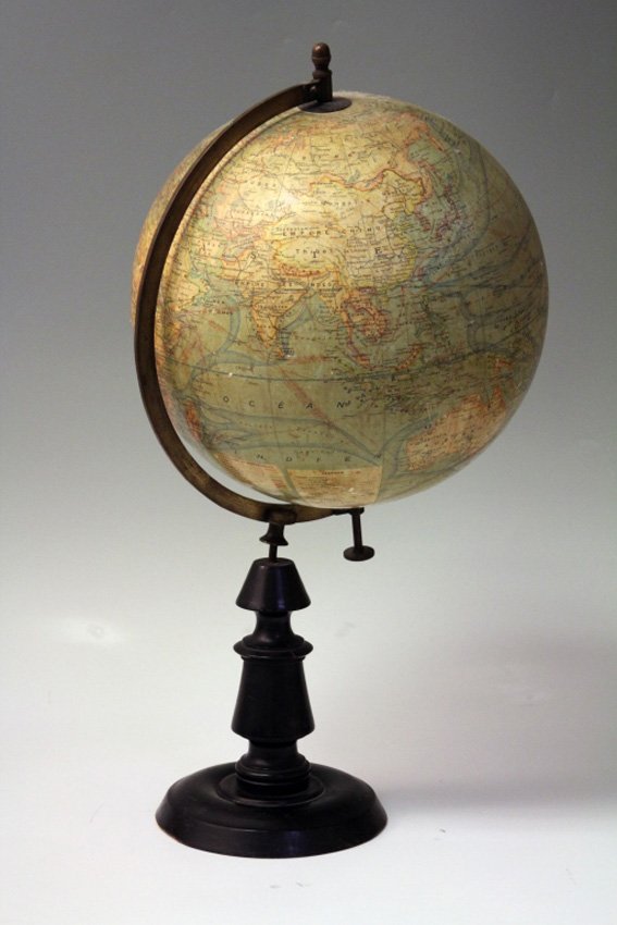 J. FOREST, VINTAGE GLOBE ON STAND: Overall Height- 24 1/2" Condition- some loss