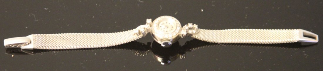 LADYS 14KT DIAMOND WRISTWATCH: Length- 6" Weight- 18 grams