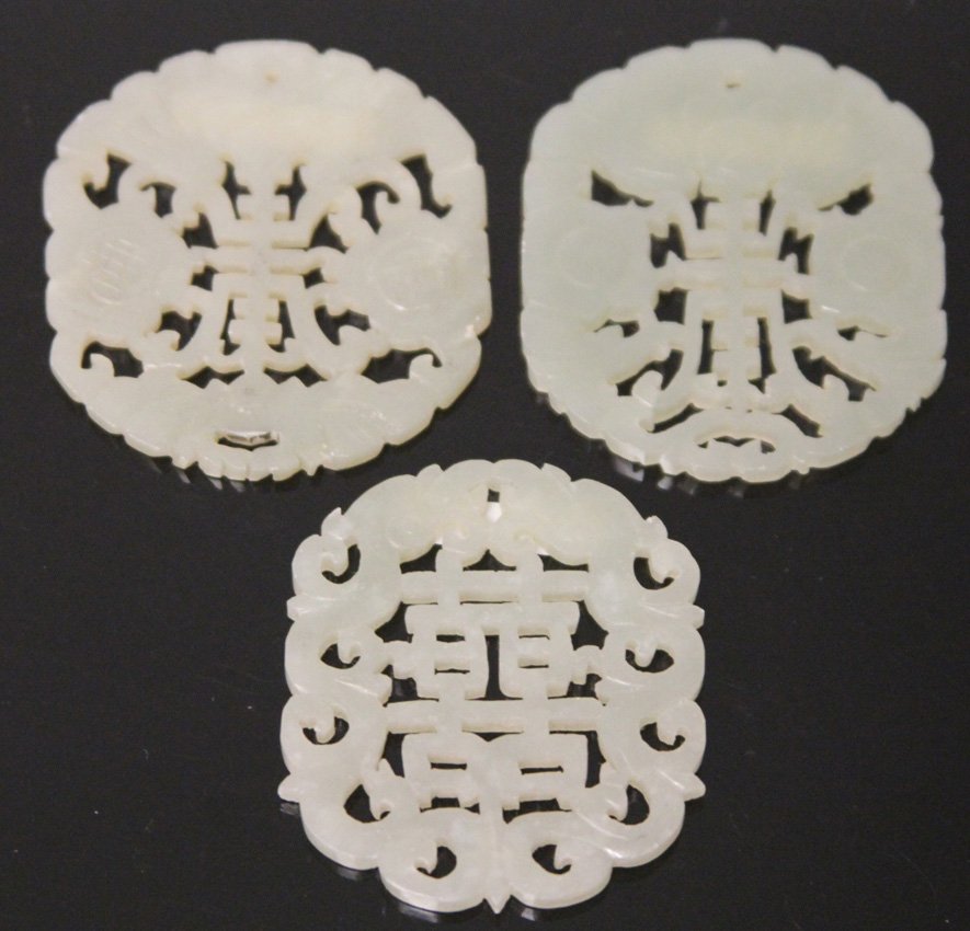 LOT OF (3) VINTAGE CHINESE JADE CARVINGS: Provenance- The Sutton Collection Diameter- 2 1/8"- 2 1/4" Weight- 56 grams