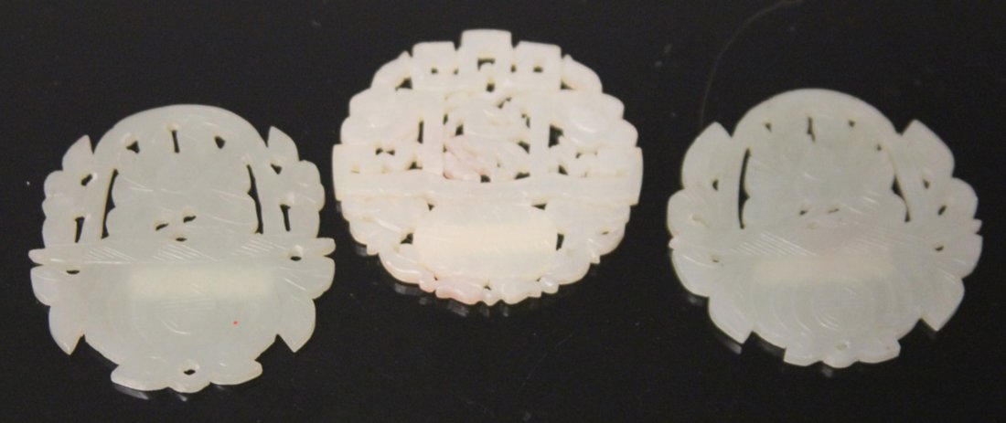 LOT OF (3) VINTAGE CHINESE JADE CARVINGS: Provenance- The Sutton Collection Diameter- 2 1/8" Weight- 55 grams