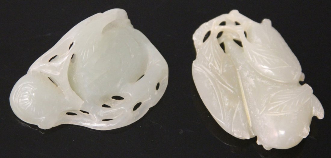 LOT OF (2) VIINTAGE CHINESE JADE CARVINGS: Provenance- The Sutton Collection Length- 2 1/4" Weight- 73 grams