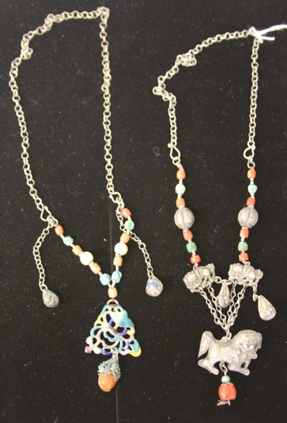 LOT OF (2) VINTAGE CHINESE COURT NECKLACES: Provenance- The Sutton Collection Weight- 78 grams