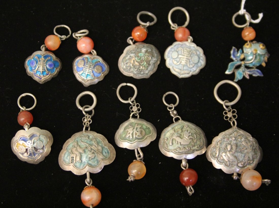 LOT OF (10) VINTAGE CHINESE PENDANTS: Provenance- The Sutton Collection Weight- 113 grams