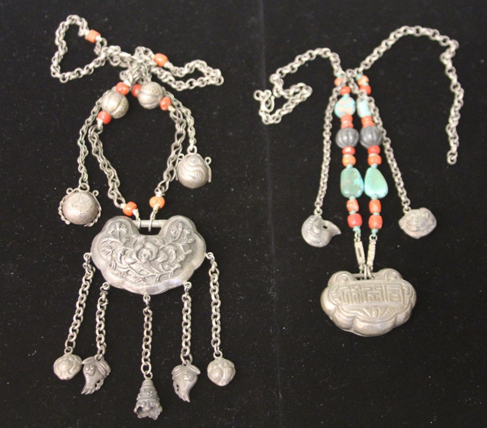 LOT OF (2) VINTAGE CHINESE COURT NECKLACES: Provenance- The Sutton Collection Weight- 177 grams
