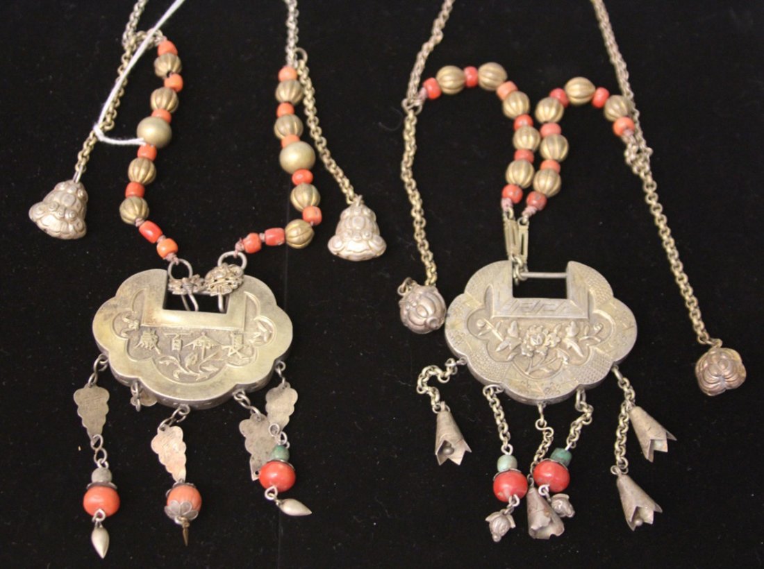 LOT OF (2) VINTAGE CHINESE COURT NECKLACES: Provenance- The Sutton Collection Weight- 181 grams