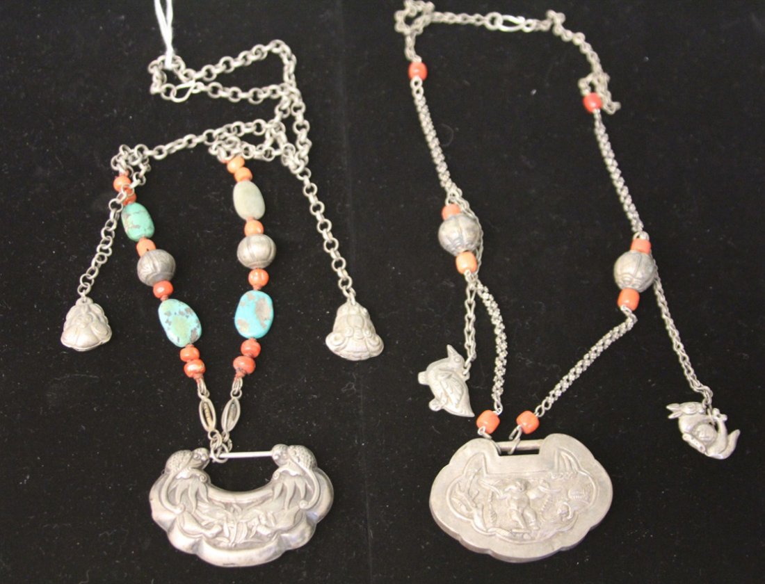 LOT OF (2) VINTAGE CHINESE COURT NECKLACES: Provenance- The Sutton Collection Weight- 132 grams
