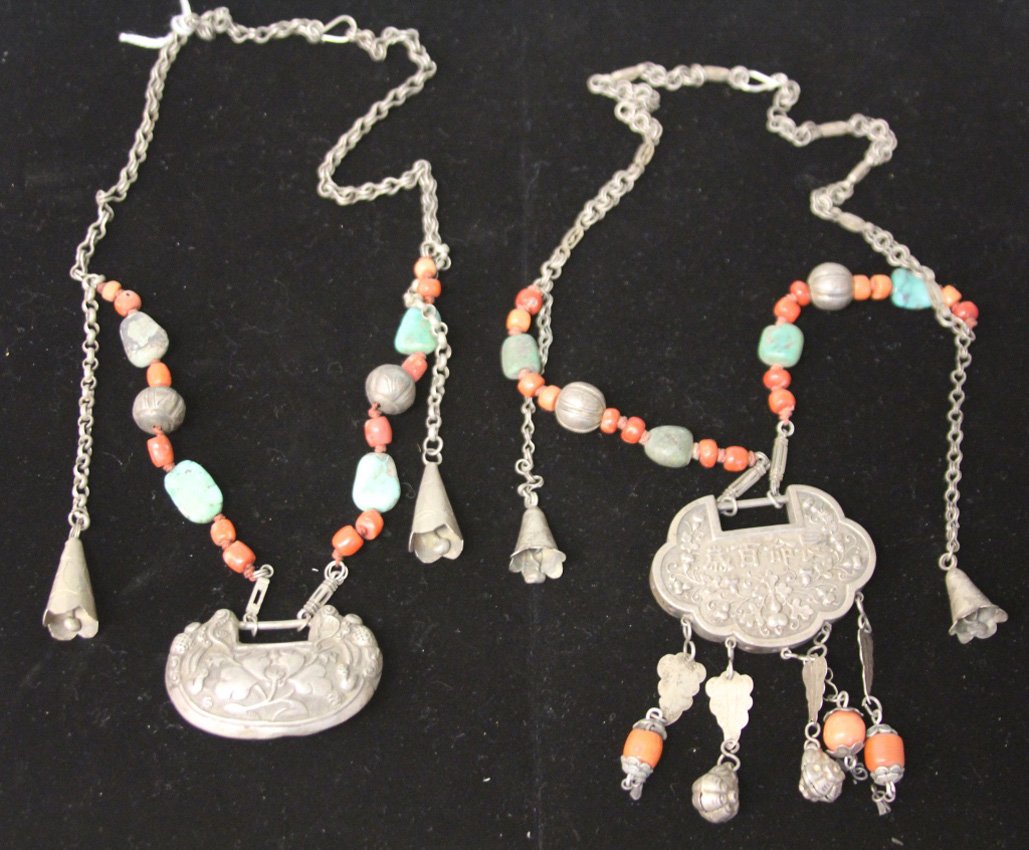 LOT OF (2) VINTAGE CHINESE COURT NECKLACES: Provenance- The Sutton Collection Weight- 151 grams