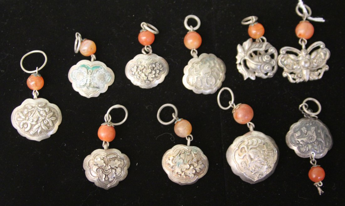 LOT OF (10) VINTAGE CHINESE ORNAMENTS: Provenance- The Sutton Collection Weight- 84 grams