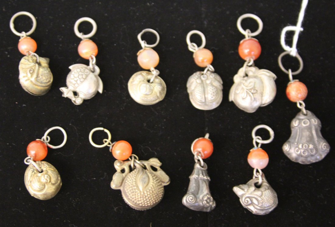 LOT OF (10) VINTAGE CHINESE ORNAMENTS: Provenance- The Sutton Collection Weight- 87 grams