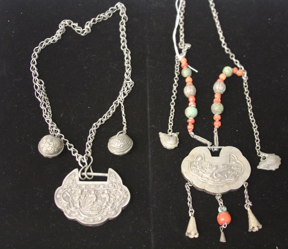 LOT OF (2) VINTAGE CHINESE COURT NECKLACES: Provenance- The Sutton Collection Weight- 200 grams