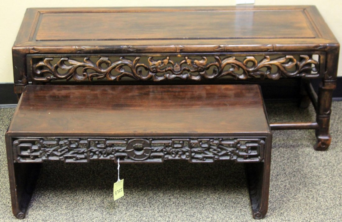 LOT OF (2) VINTAGE CARVED CHINESE COFFEE TABLES: Length- 30", 42"