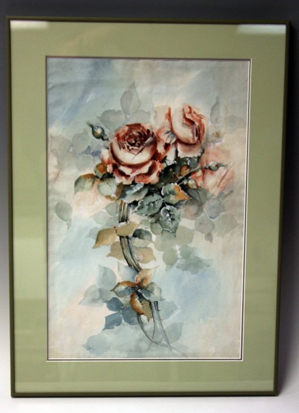 NELL WALKER WARNER, WATERCOLOR: Sight- 13" x 20" Overall- 19" x 25 1/2"