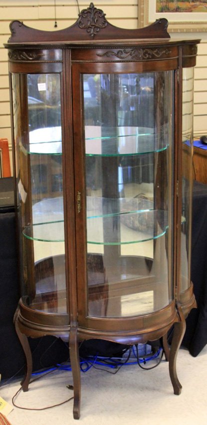 R J Horner Mahogany Curved Glass Curio Cabinet May 25 2015