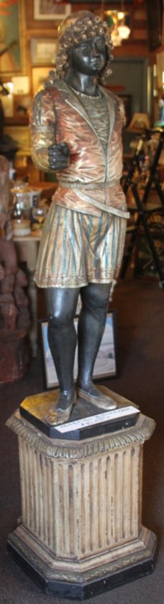 VENETIAN STYLE BLACKMOOR FIGURAL STATUE: Circa 1920 Height- 70" Retail- $1600