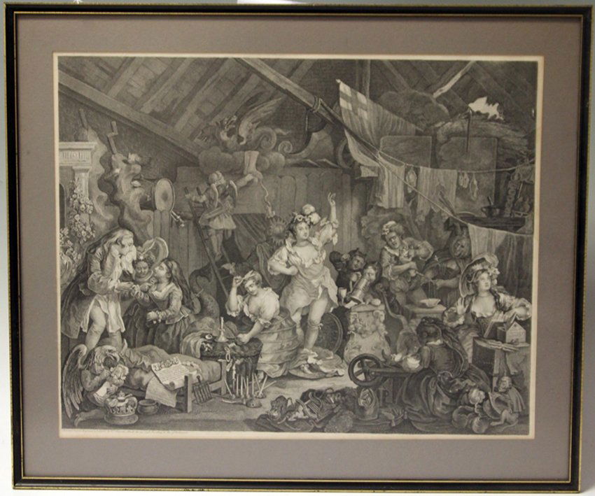 LOT OF (4) WILLIAM HOGARTH, POLITICAL SATIRE: Overall- 19 1/4" x 25", 22" x 26"