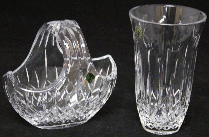 LOT OF (2) WATERFORD VASE AND BASKET (1 of 2)