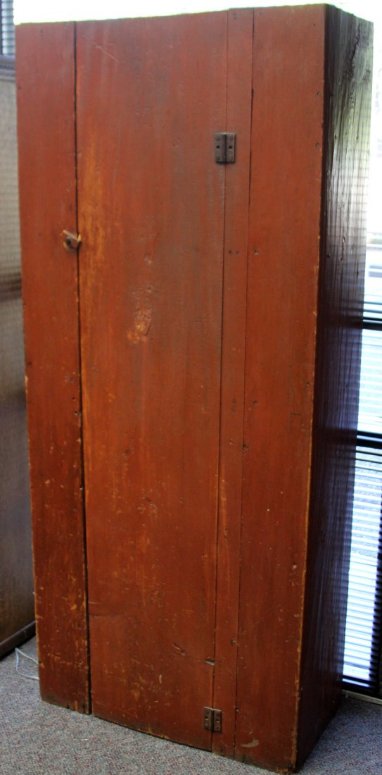 PRIMITIVE PAINTED RED SINGLE DOOR CABINET (1 of 1)