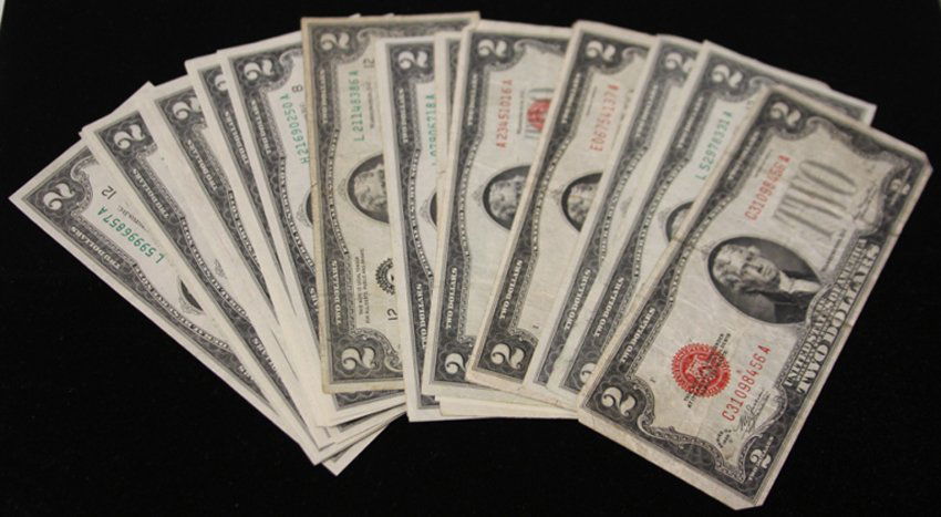 LOT OF (44) $2 DOLLAR BILLS: â€¦