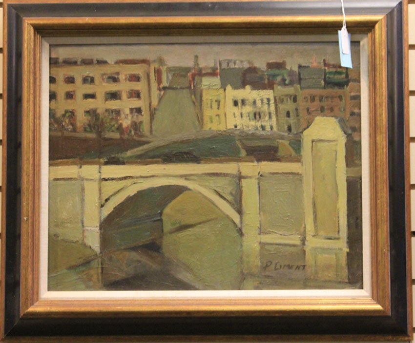 CONTINENTAL SCHOOL, OIL ON CANVAS: Sight- 16" x 19 1/2" Overall- 22" x 26"