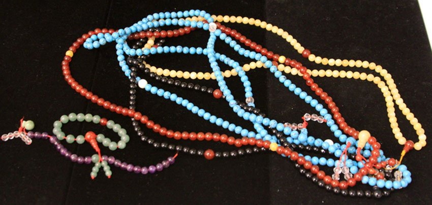 LOT OF (7) VINTAGE PRAYER BEADS AND BRACELETS: .