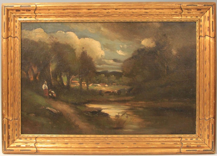 WILLIAM KEITH, OIL ON CANVAS: From the collection of the late American Art Dealer, Edan Milton Hughes Wooded Landscape Sight- 17 3/4" x 27 3/4" Overall- 23 3/4" x 34 1/4"
