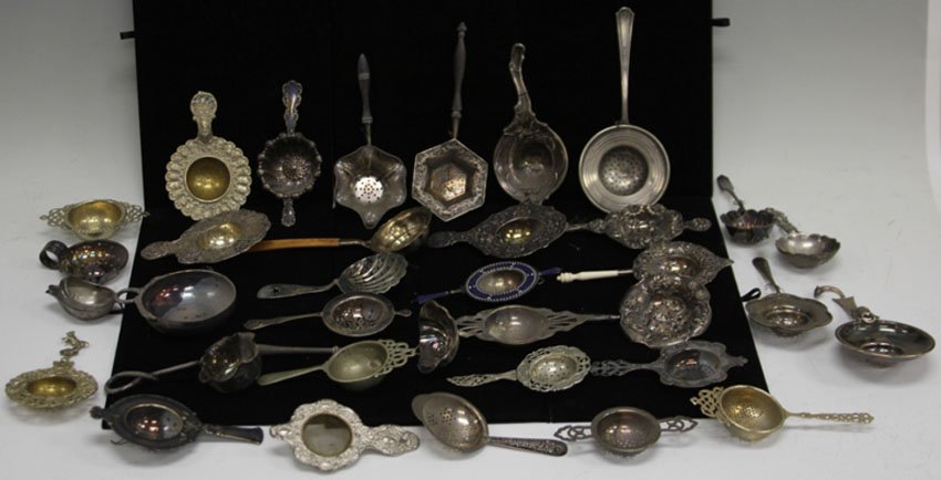 LOT OF (35) VINTAGE TEA STRAINERS (1 of 3)