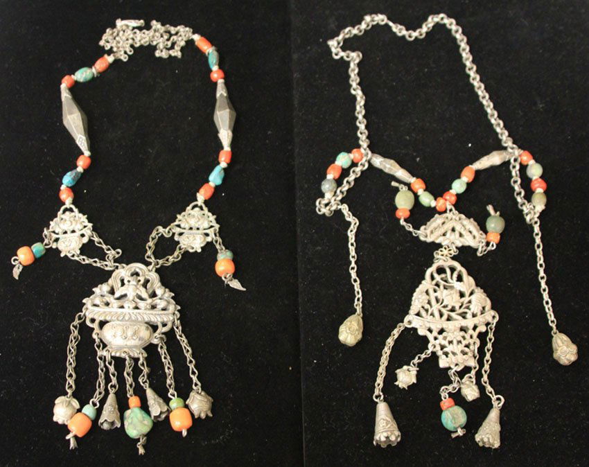 PAIR OF CHINESE SILVER COURT NECKLACES (1 of 2)