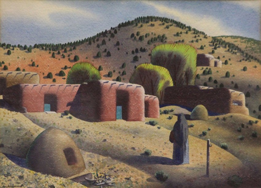 SANDOR BERNATH, WATERCOLOR: Sight- 12 1/2" x 16 3/4" Overall- 20 1/2" x 23 1/4"