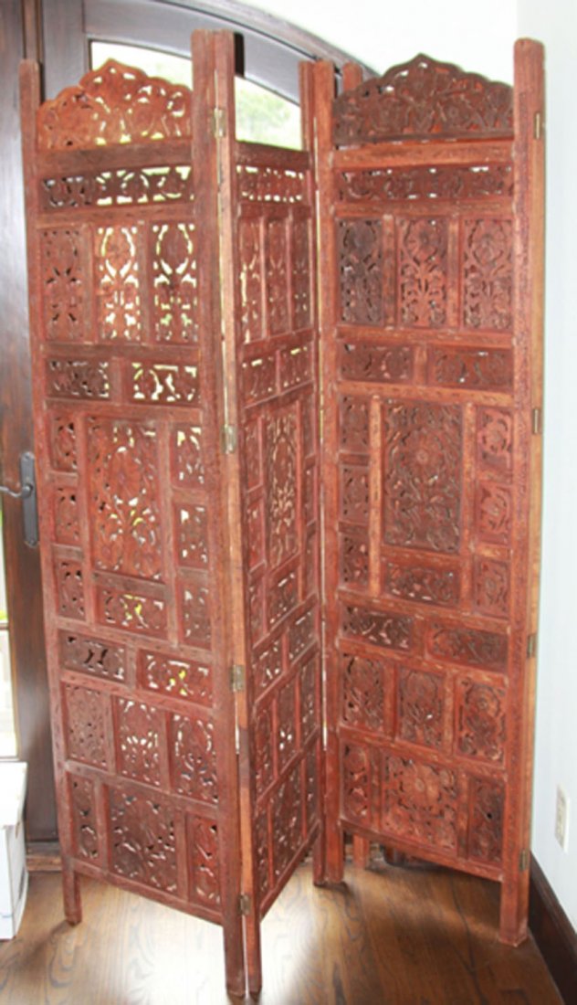 BALINESE CARVED FOUR PART DRESSING SCREEN (1 of 1)