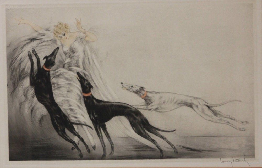 LOUIS ICART ETCHING, "COURSING II," 1929 (1 of 7)