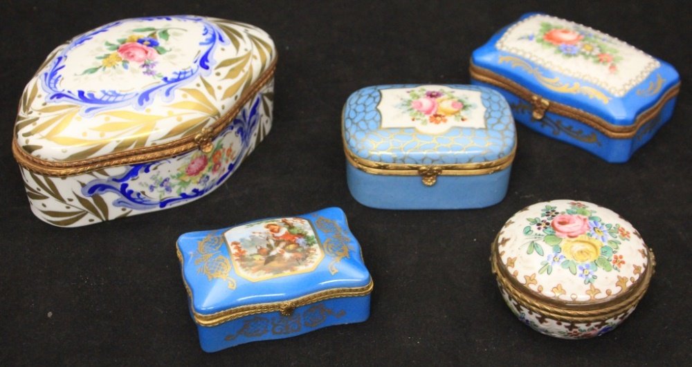 LOT OF (5) VINTAGE FRENCH PORCELAIN DRESSER BOXES (1 of 4)