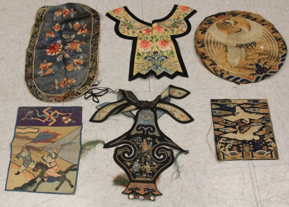 LOT OF (6) CHINESE TAPESTRYS, VINTAGE (1 of 8)