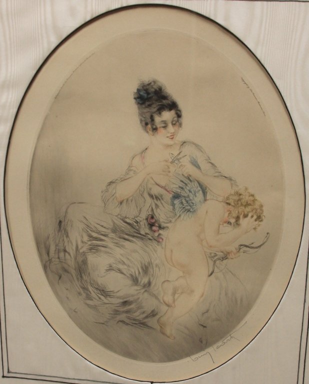 LOUIS ICART ETCHING, "CLIPPED WINGS," CA. 1922 (1 of 4)