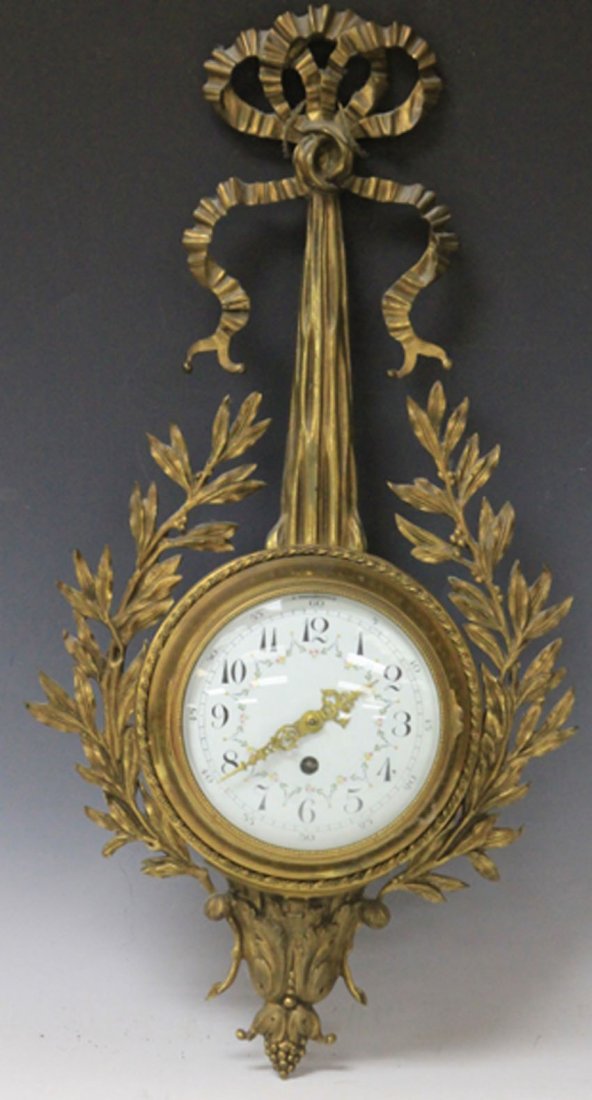 FRENCH CAST METAL AND PORCELAIN WALL CLOCK (1 of 3)