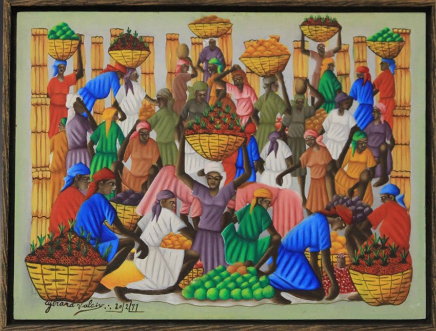 G. VALCIN, HAITIAN ARTWORK, OIL ON MASONITE (1 of 2)