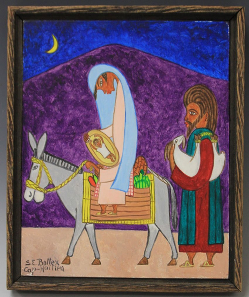 S.E. BOTTEX, HAITIAN ARTWORK, OIL ON MASONITE (1 of 2)