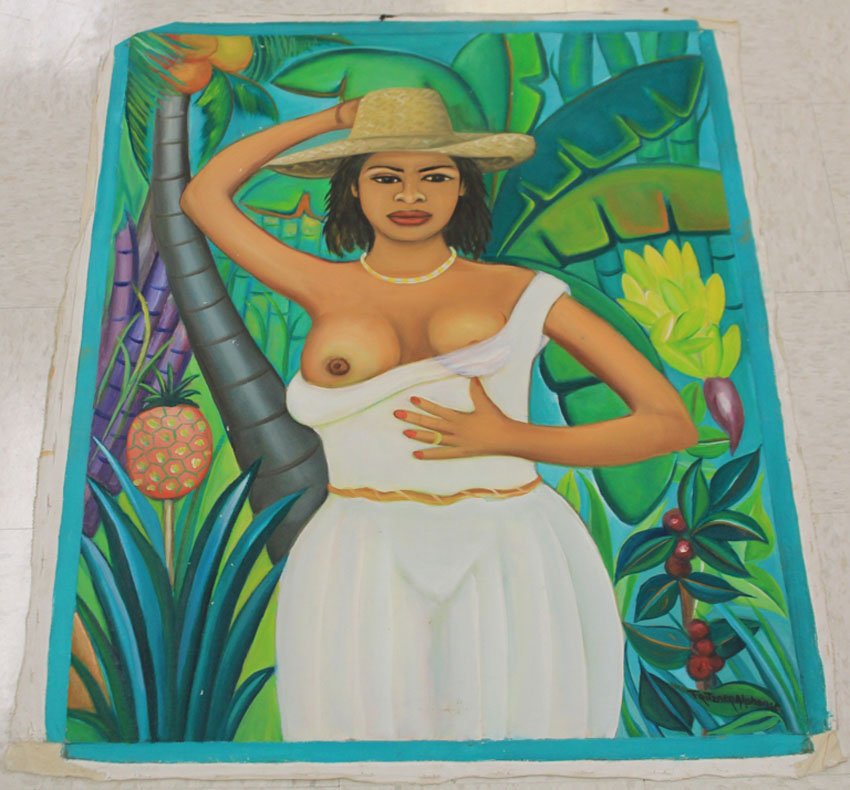 F. ALPHONSE, HAITIAN ARTWORK, UNFRAMED OIL ON CANVAS (1 of 2)