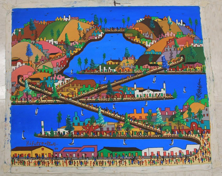 P. DUFFAUT, 94, HAITIAN ARTWORK, UNFRAMED OIL ON CANVAS (1 of 2)