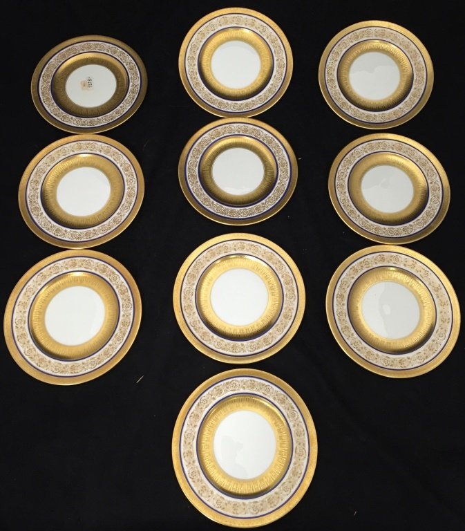 SET OF (10) CAULDON HAND PAINTED PORCELAIN PLATES (1 of 3)
