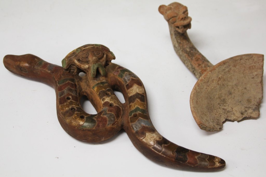 LOT OF (2) CENTRAL AMERICAN POTTERY FIGURES (1 of 1)