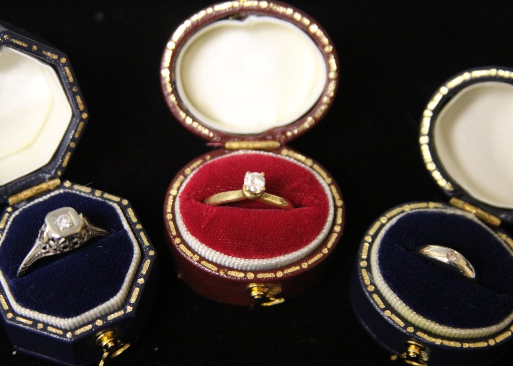 LOT OF (3) VINTAGE DIAMOND 14KT RINGS (1 of 1)